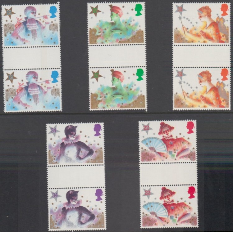 1985 GB - Christmas Gutter Pair Set (10) MNH